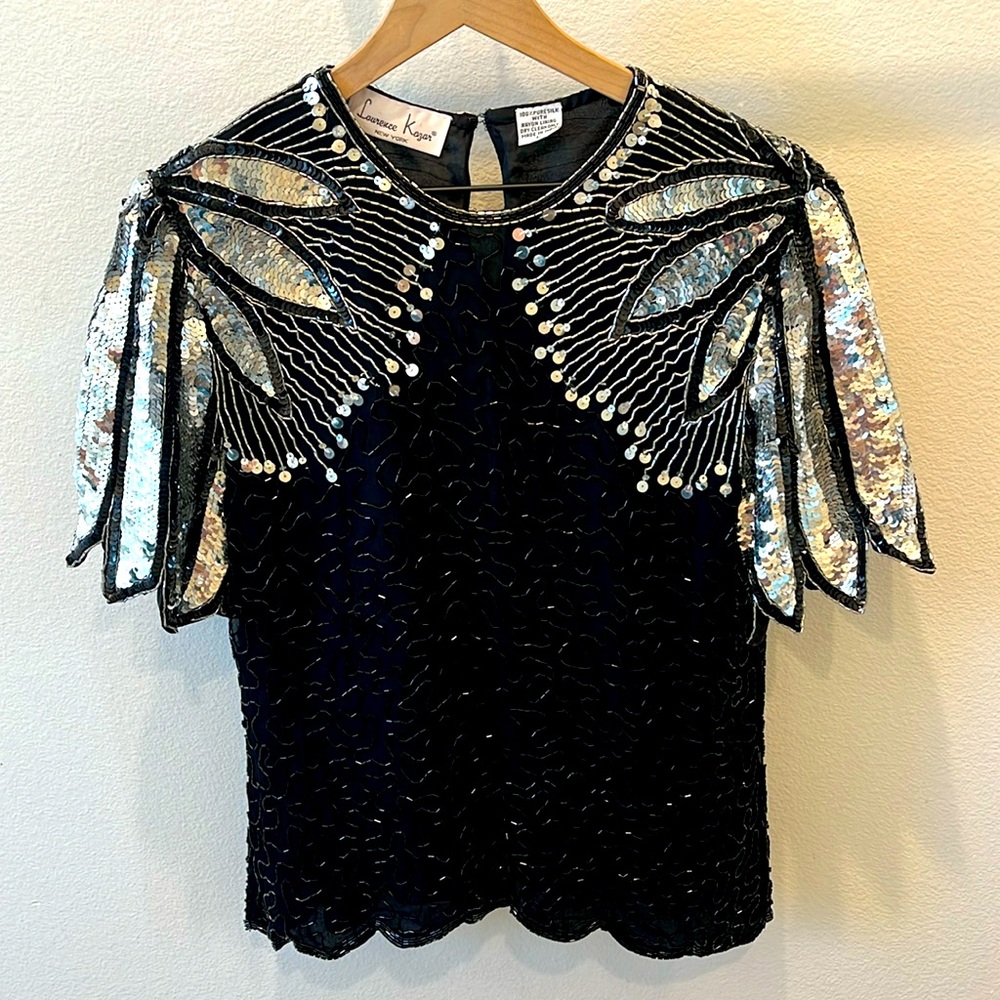 Stunning Vintage Sequined Festival Top Size M/L Lawrence Kazar